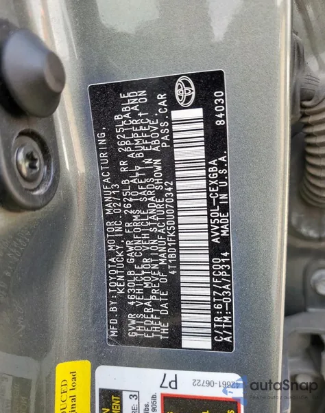 2013 Toyota Camry Hybrid из США, поврежденный, VIN 4T1BD1FK5DU070342